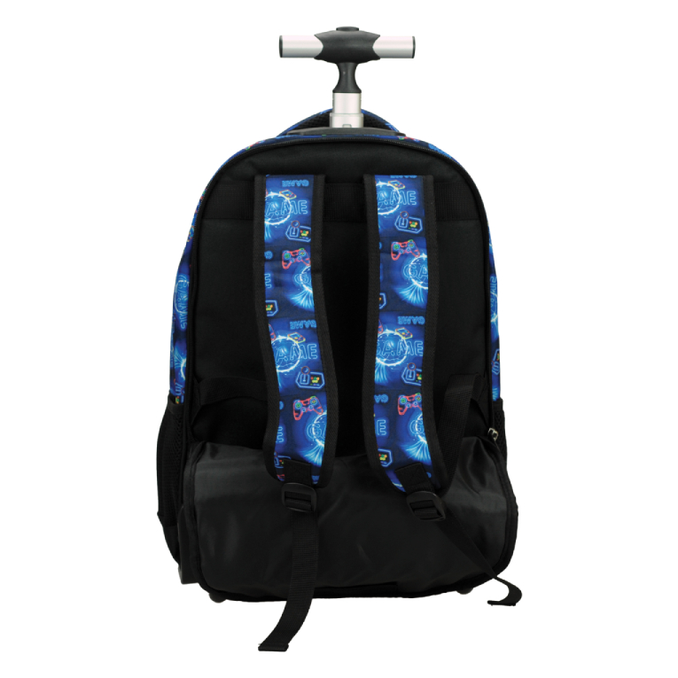 BMU -  Σχολική Τσάντα Τρόλευ Δημοτικού NEON GAME Trolley Bag 46 x 35 x 20  με 3 κεντρικές θήκες 357-26074 BACK ME UP