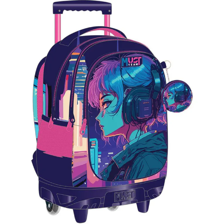 MUST -  Σχολική Τσάντα Trolley Δημοτικού GIRL 3 Θέσεων με Δώρο Πορτοφόλι Κερμάτων  Μ34 x Π20 x Υ44cm  587167 Τρόλεϊ