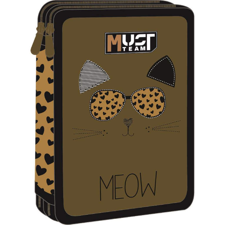  Σχολική Τετράγωνη Διπλή Κασετίνα Γεμάτη MEOW 15x5x21cm  587271