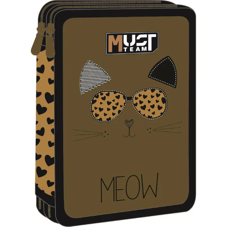 MUST - Σχολική Τετράγωνη Διπλή Κασετίνα Γεμάτη MEOW 15x5x21cm 587271