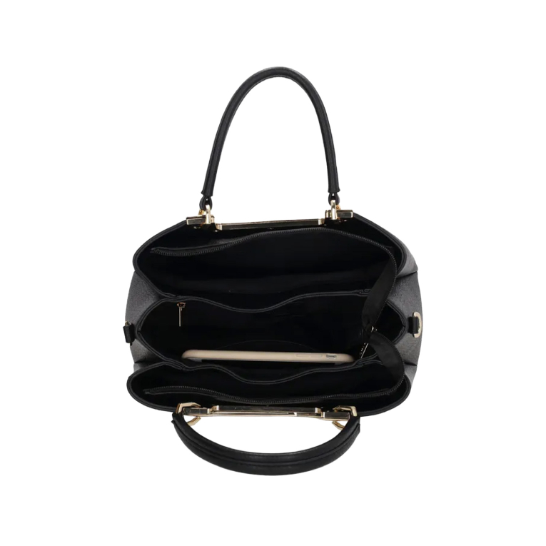 CHARM LONDON - Charm London LUCCA Handbag Γυναικεία Τσάντα Ώμου/Χεριού Χρώμα Μαύρο με Χρυσές Λεπτομέρειες  24169 001