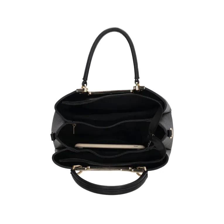 CHARM LONDON - Charm London LUCCA Handbag Γυναικεία Τσάντα Ώμου/Χεριού Χρώμα Μαύρο με Χρυσές Λεπτομέρειες 24169 001