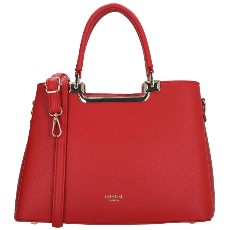 CHARM LONDON - Charm London LUCCA Handbag Wine Red Γυναικεία Τσάντα Ώμου/Χεριού Χρώμα Κόκκινο με Χρυσές Λεπτομέρειες 24460 050