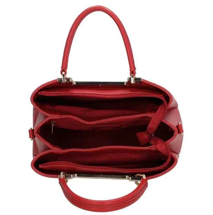 CHARM LONDON - Charm London LUCCA Handbag Wine Red Γυναικεία Τσάντα Ώμου/Χεριού Χρώμα Κόκκινο με Χρυσές Λεπτομέρειες 24460 050