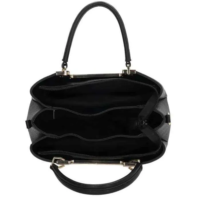 CHARM LONDON - Charm London LUCCA Handbag Black Γυναικεία Τσάντα Ώμου/Χεριού Χρώμα Μαύρο με Χρυσές Λεπτομέρειες 24460 001
