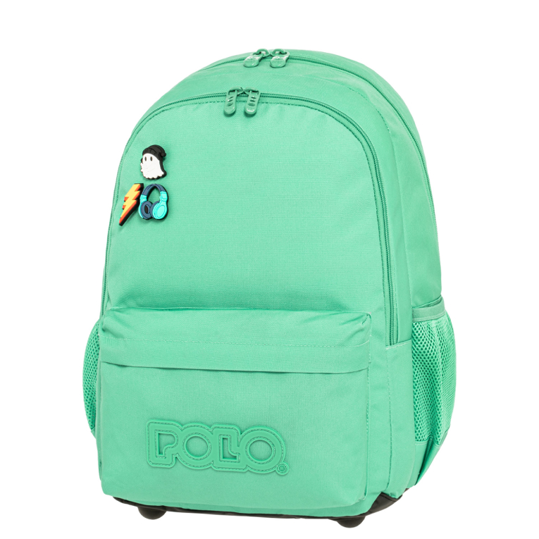 Polo Backbag PINS Σχολική Τσάντα -Σακίδιο Πλάτης  με 2 Κεντρικές Θήκες 26 lt 46x31x20cm ΣΜΑΡΑΓΔΙ 9-01-059-6700