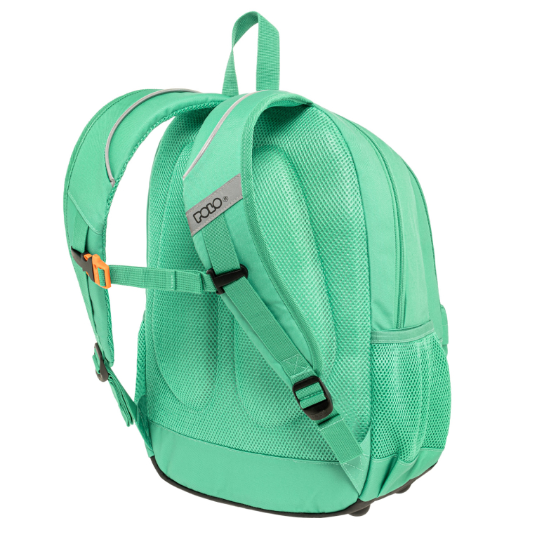 POLO - Polo Backbag PINS Σχολική Τσάντα -Σακίδιο Πλάτης  με 2 Κεντρικές Θήκες 26 lt 46x31x20cm ΣΜΑΡΑΓΔΙ 9-01-059-6700