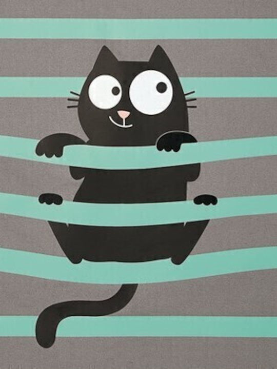 MOSES - Ed, the Cat Big Cotton Shopper Bag  Grey & Green Stripes  27510 Moses