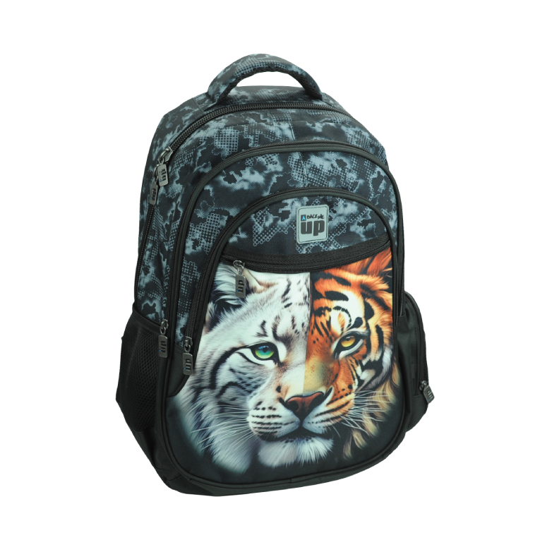 Back Me Up WILD CATS Σχολική Τσάντα Πλάτης ΟΒΑΛ Δημοτικού 3 κεντρικές θήκες 357-47031 
