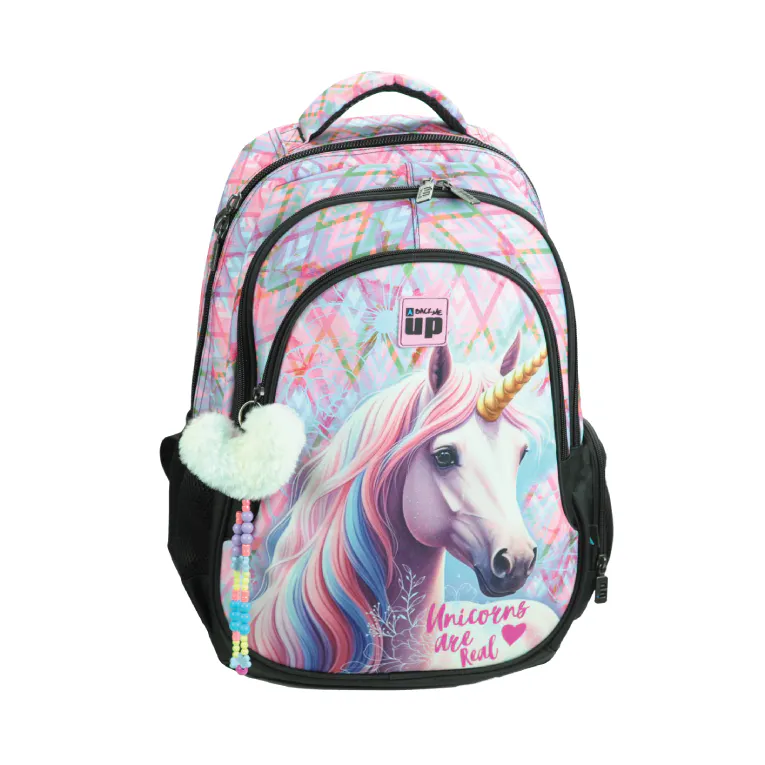 BMU - Back Me Up PASTEL UNICORN Σχολική Τσάντα Πλάτης Οβαλ Δημοτικού 3 κεντρικές θήκες 357-41031