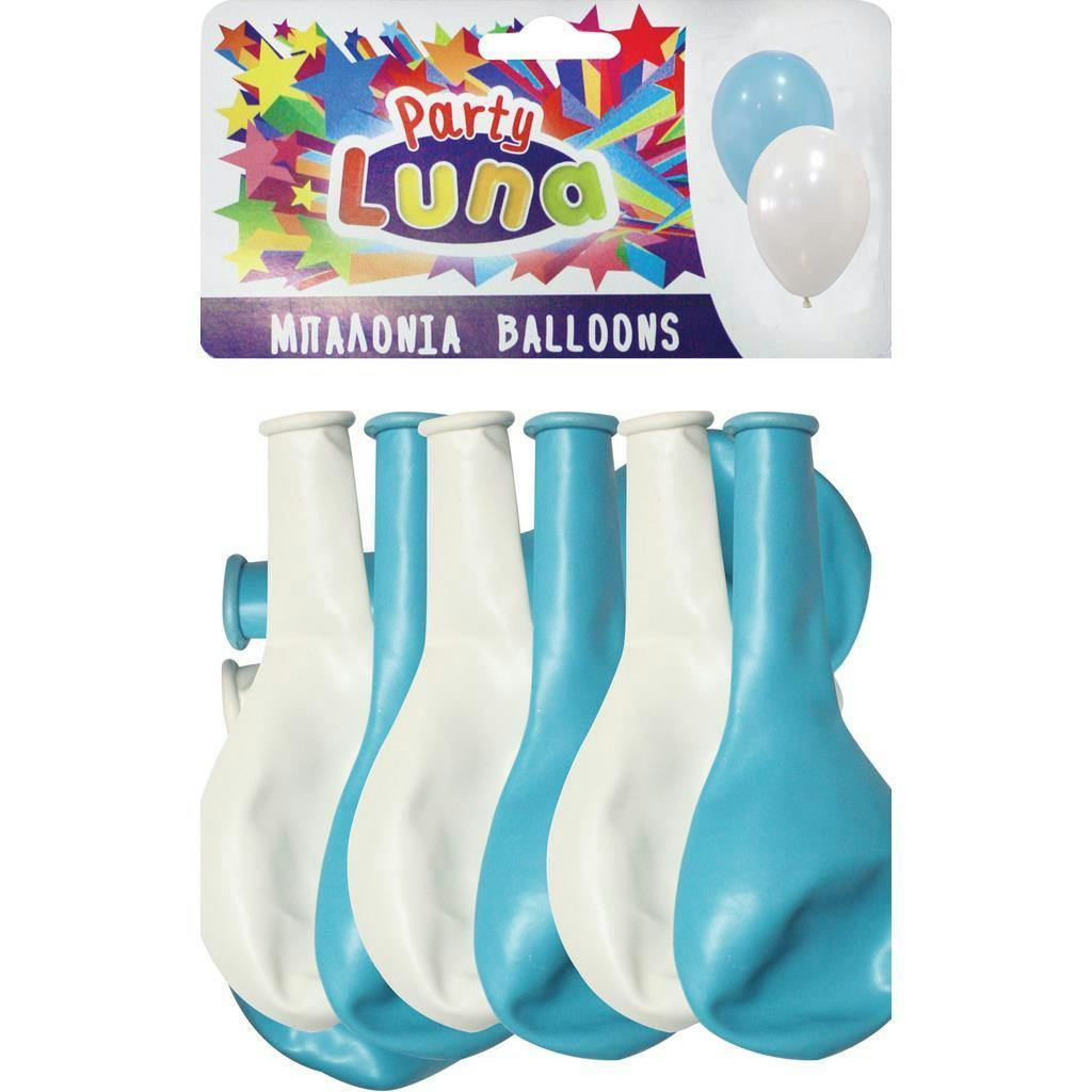 Luna Party Balloons - Μπαλόνια Λευκά και Γαλάζια 24cm Σετ 24τμχ Diakakis  000088932