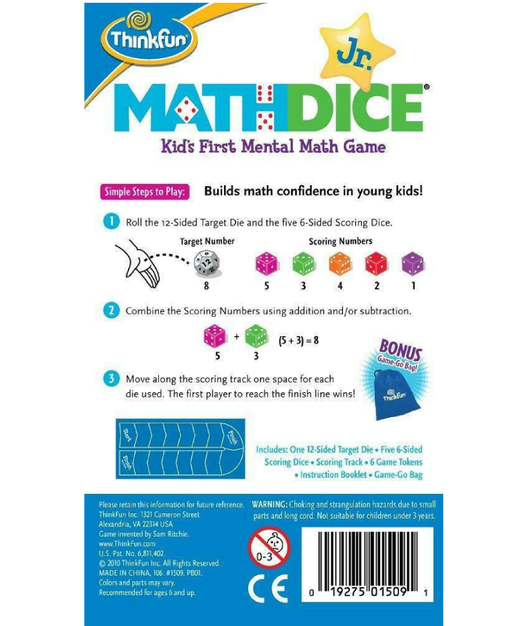 THINK FUN - Math Dice Jr. Μαθηματικά Παιχνίδι Λογικής Think Fun SX.20.290.0044