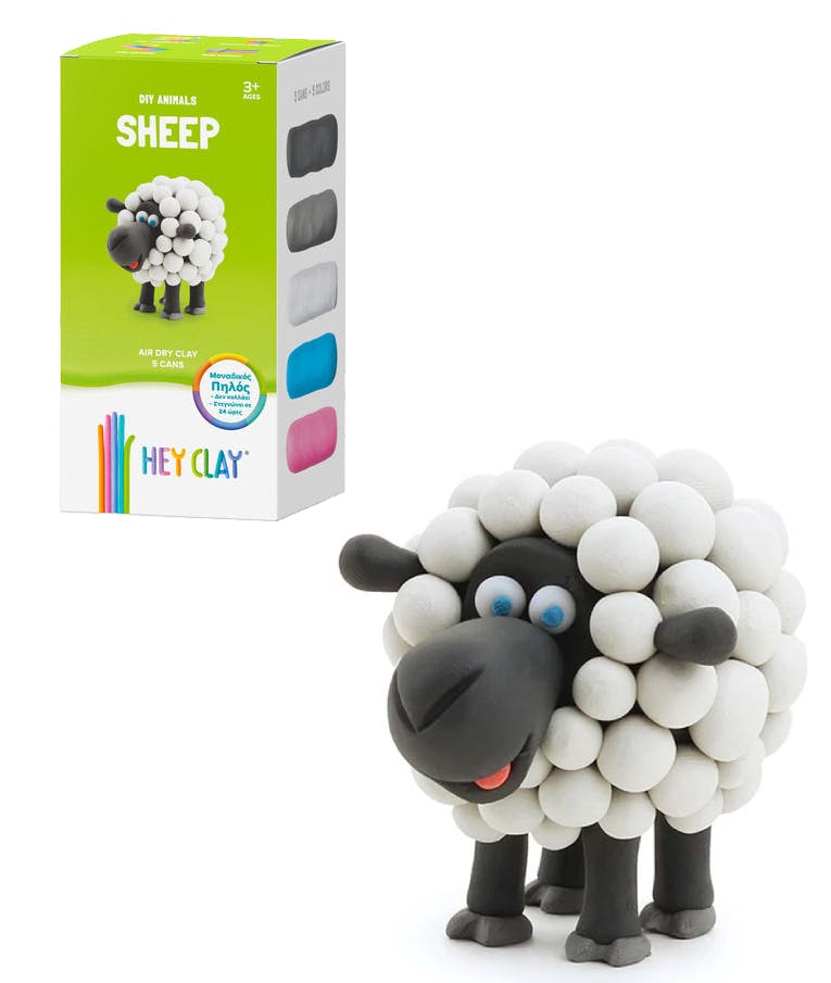 Claymates DIY ANIMALS SHEEP Πολύχρωμος Πηλός Modeling Air-Dry Clay, 5 Cans ,5 Colors MAN005 440023 Ηλικία 3+