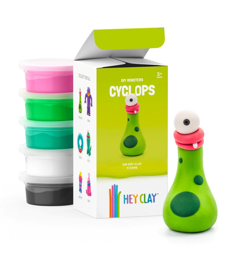 Claymates DIY MONSTERS CYCLOPS Πολύχρωμος Πηλός Modeling Air-Dry Clay, 5 Cans ,5 Colors MMN004 440016 Ηλικία 3+