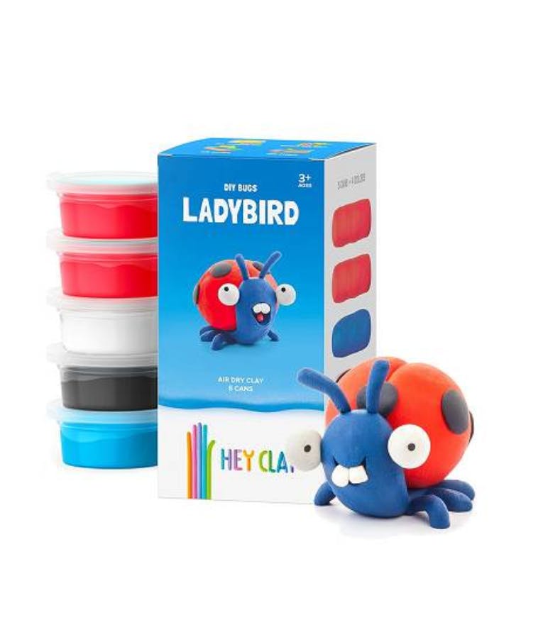 Claymates DIY BUGS LADYBIRD Πολύχρωμος Πηλός Modeling Air-Dry Clay, 5 Cans ,5 Colors MBU004 440028 Ηλικία 3+