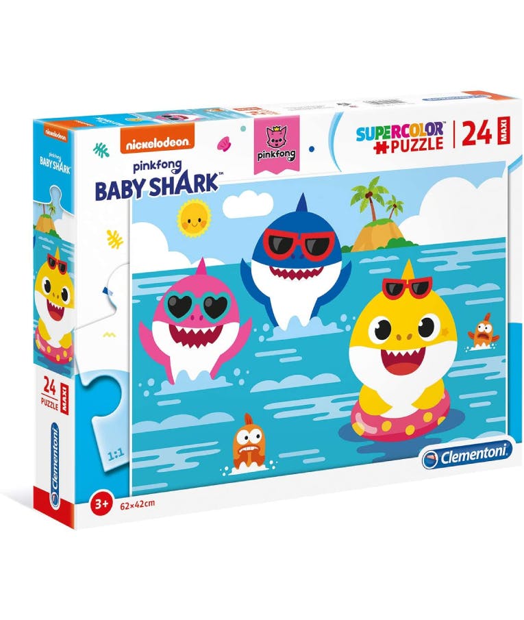 Puzzle Supercolor Maxi Baby Shark Pinkfong Nickelodeon | CLEMENTONI 24 τεμ 28519 62x42 εκ.  | Ηλικία 3+ | Παζλ