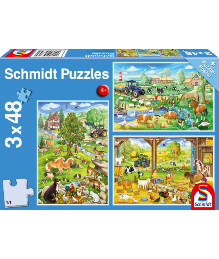 DESYLLAS - Schmidt Puzzle Farm Παιδικό Παζλ Φάρμα 3x48  26.3x17.8cm  Ηλικία 4+  56353