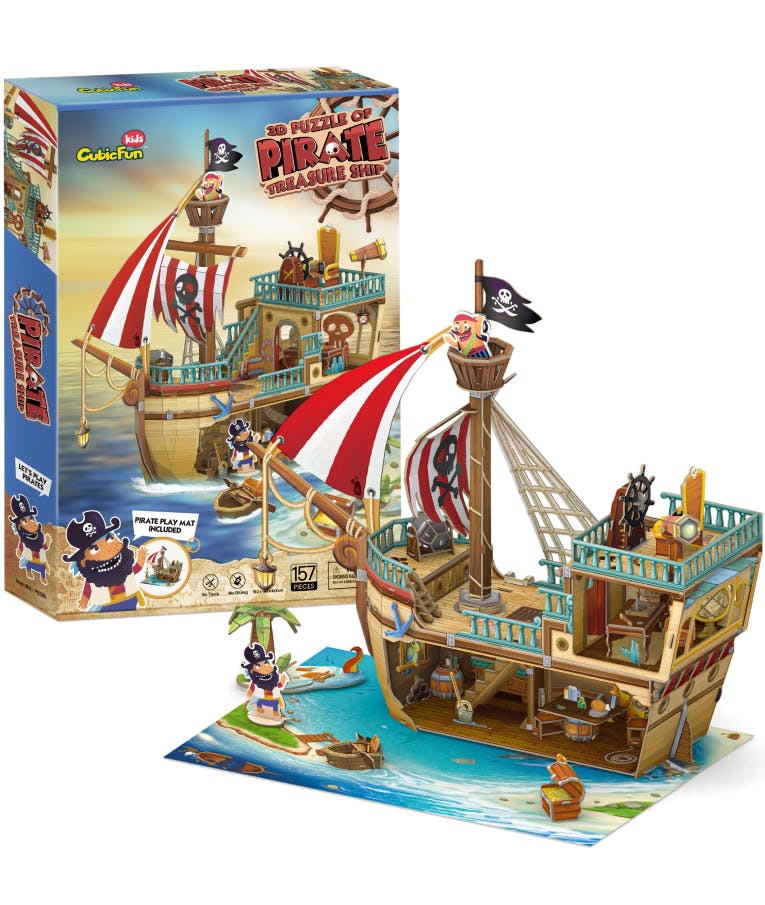 Παζλ Puzzle 3D 157 pieces - Pirate Treasure Ship cubic fun 50.2x16.7x42.8 εκ with Play Mat P832h