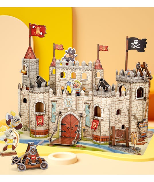 DESYLLAS - Παζλ Puzzle 3D 157 pieces - Pirate Knight Castle cubic fun 45.5x28x33 εκ with Play Mat P833h