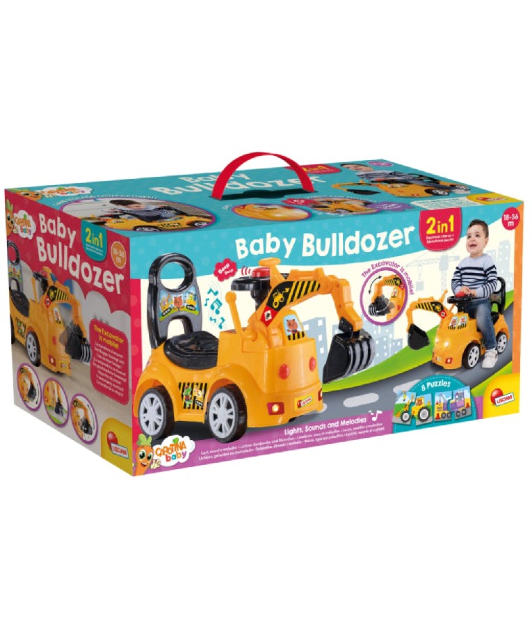 Carotina Ride On Bulldozer + Games + Memo Μπουλτόζα με εκπαιδευτικά Puzzle Ηλικία 18-36 Μηνών Lisciani Real Fun Toys 102242