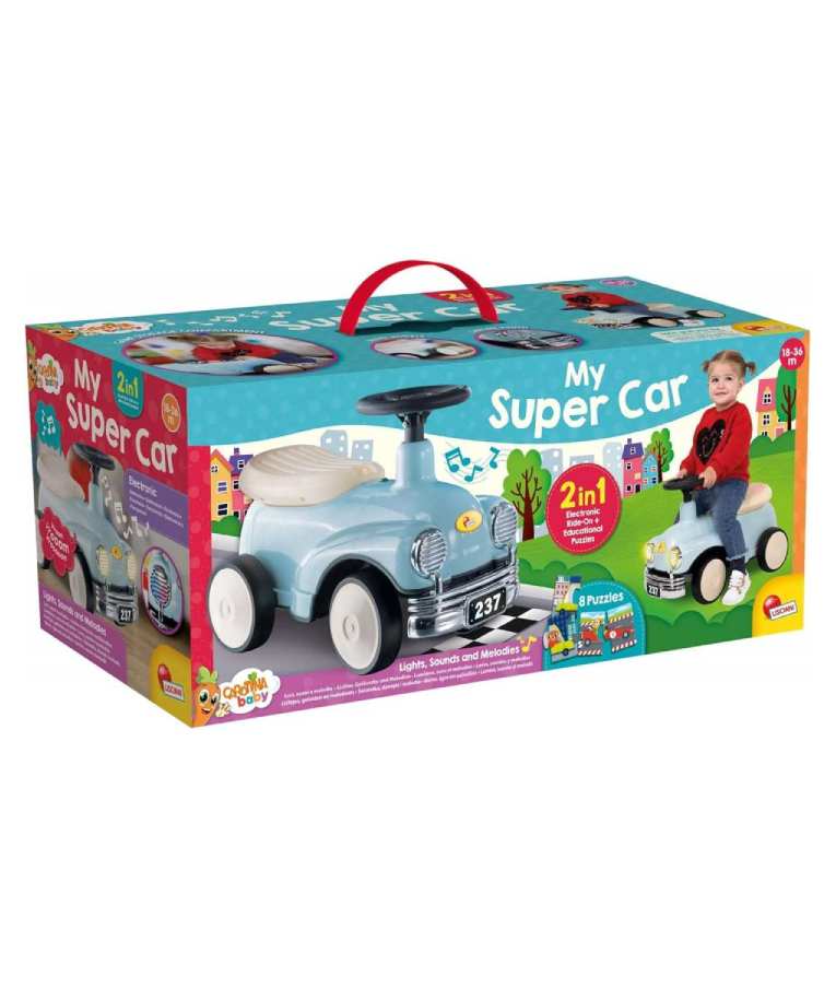 REAL FUN TOYS - Carotina Ride On Car+ Games + Memo Αυτοκίνητο με εκπαιδευτικά Puzzle Ηλικία 18-36 Μηνών Lisciani Real Fun Toys 102259