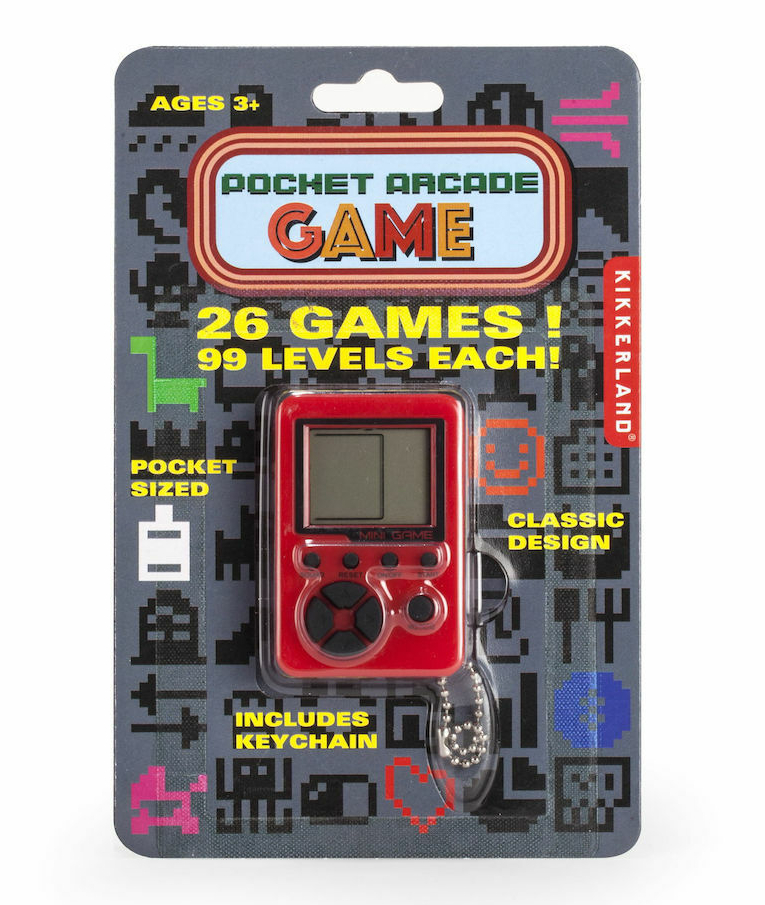KIKKERLAND -  POCKET ARCADE GAME 26 GAMES 99 LEVELS EACH CLASSIC DESIGN WITH KEYCHAIN us172