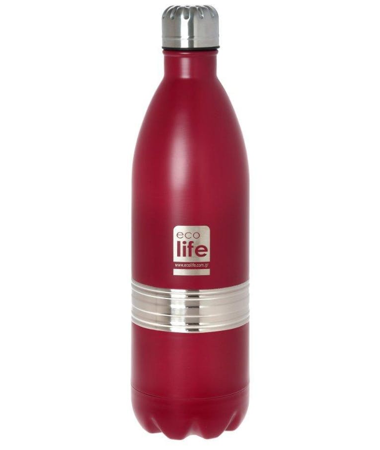 Ecolife Thermos Bottle Ανοξείδωτο Μπουκάλι Θερμός σε Κόκκινο χρώμα 1lt (matte) Ecolife 33-BO-3010