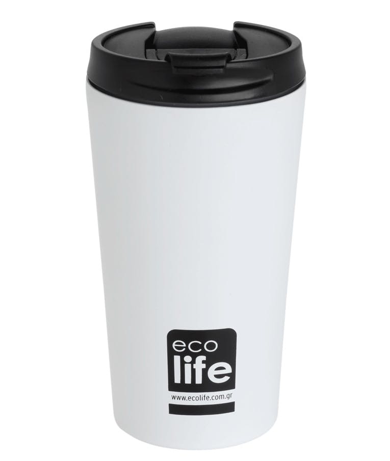 Ποτήρι Θερμός για καφέ Λευκό 370ml Coffee Cup White matte 0.37lt 33-BO-4103 Ecolife