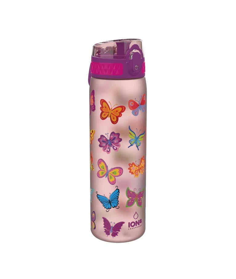 Ion 8 Leak Proof Sports Bottle Παγούρι Slim BUTTERFLY Πεταλούδες Ροζ 600ml I8500FPRBFLY