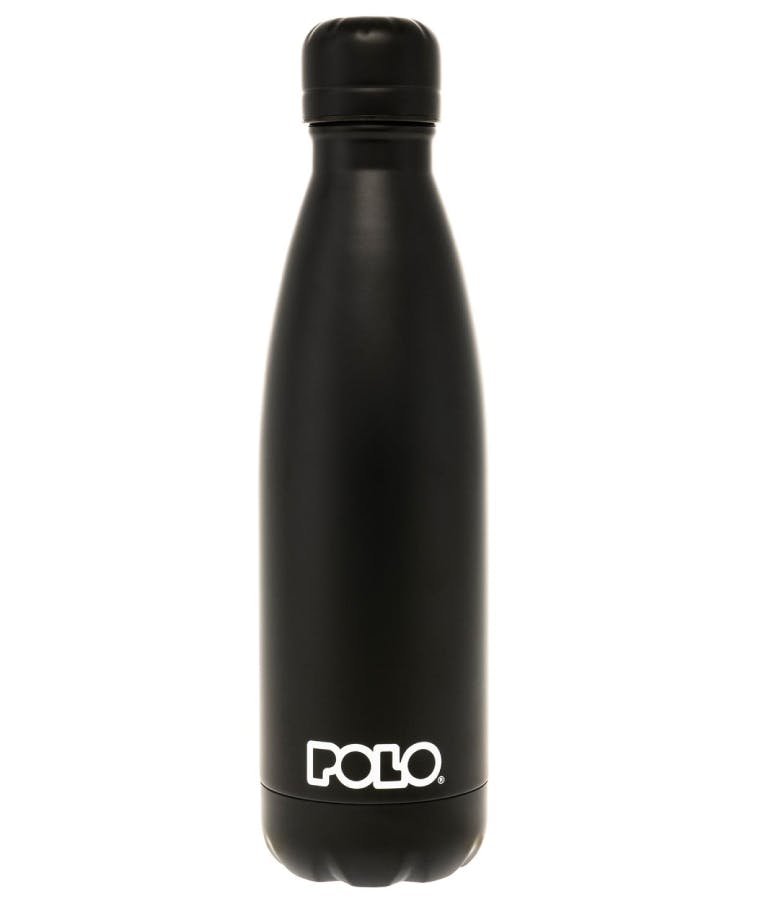 Polo Ανοξείδωτο Μπουκάλι Θερμός 500 ml STAINLESS STEEL με Πώμα Ασφαλεία Μαύρο 9-49-004-2000