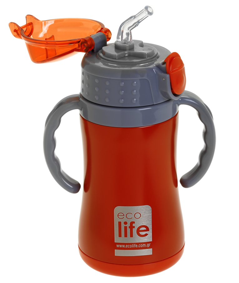 ECOLIFE - Ecolife Ανοξείδωτο Παγούρι Θερμός με Καλαμάκι Red Κόκκινο 300ml 33-BO-2999 