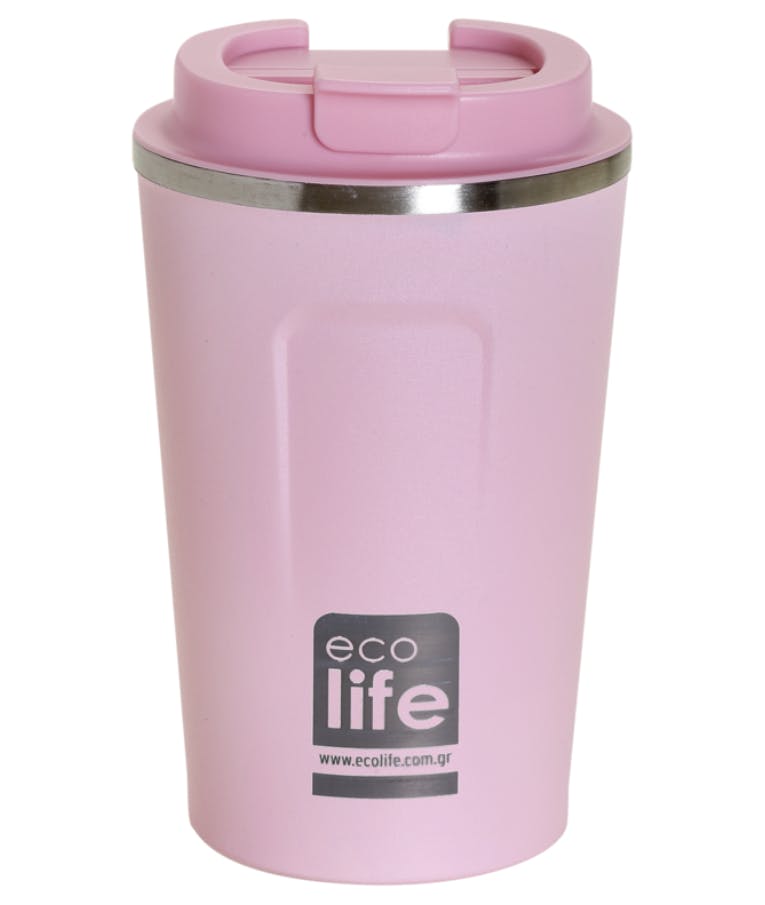 Ποτήρι Θερμός για καφέ Ροζ 370ml Coffee Cup Rose pink  0.37lt 33-BO-4112 Ecolife