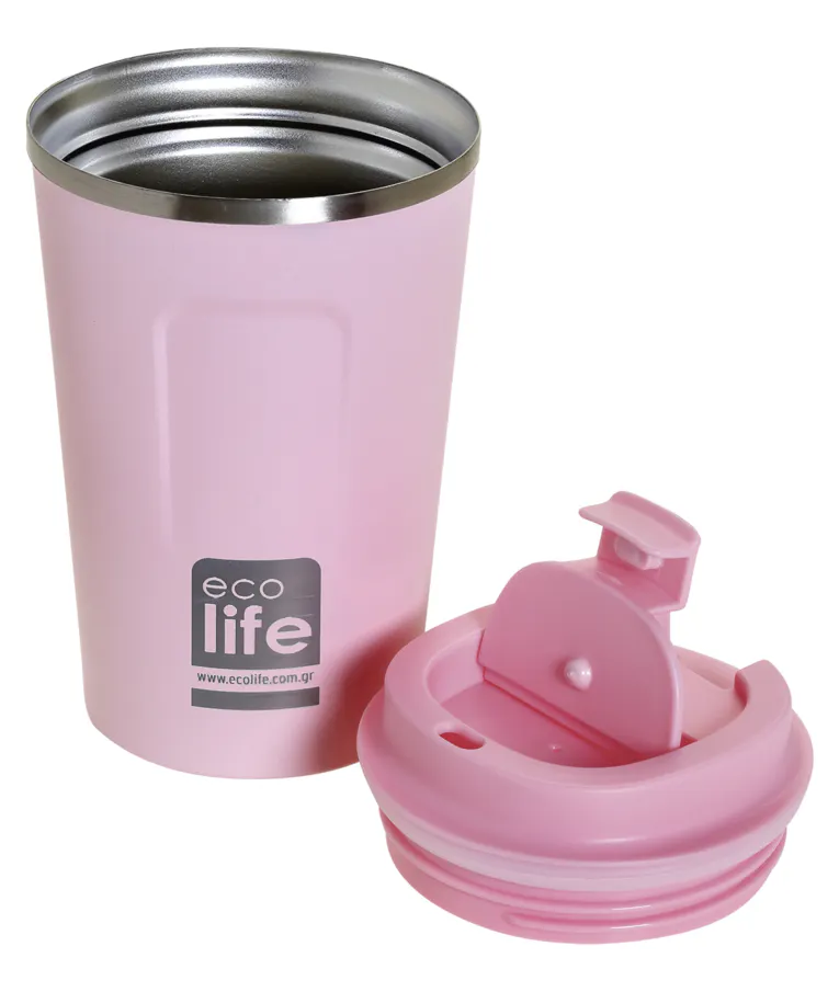 ECOLIFE - Ποτήρι Θερμός για καφέ Ροζ 370ml Coffee Cup Rose pink  0.37lt 33-BO-4112 Ecolife