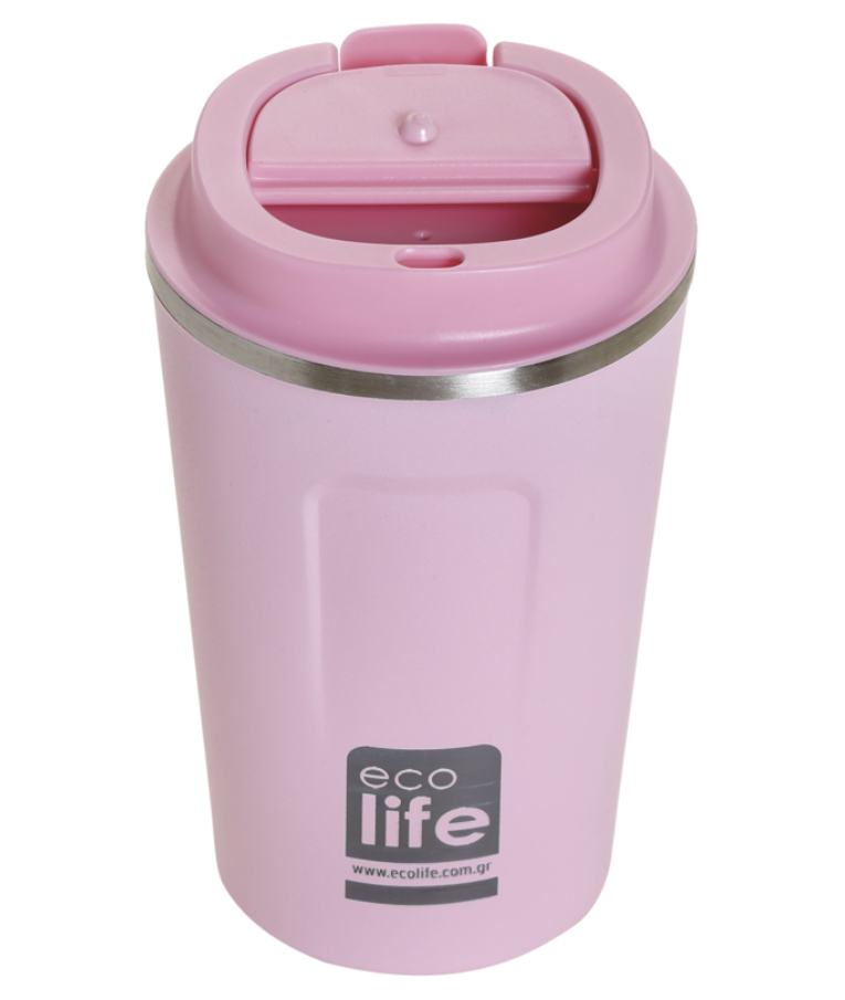 ECOLIFE - Ποτήρι Θερμός για καφέ Ροζ 370ml Coffee Cup Rose pink  0.37lt 33-BO-4112 Ecolife