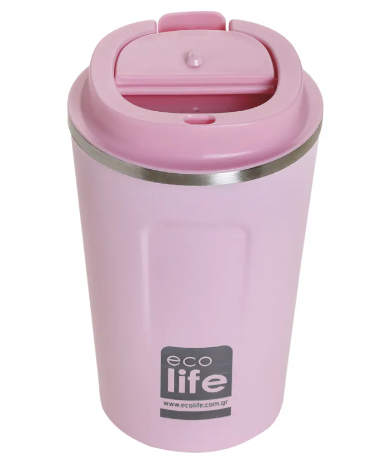 ECOLIFE - Ποτήρι Θερμός για καφέ Ροζ 370ml Coffee Cup Rose pink  0.37lt 33-BO-4112 Ecolife