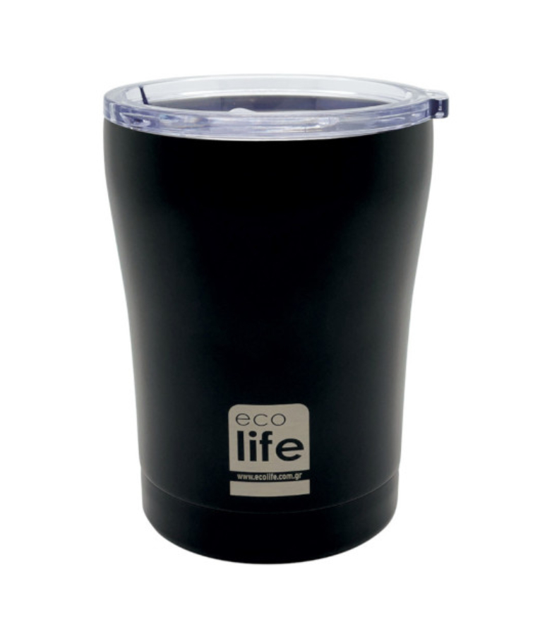 ECOLIFE - Ποτήρι Θερμός για καφέ Μαύρο 300ml Coffee Cup Black 0.30lt 33-BO-4114 Ecolife