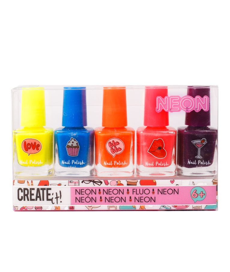 CREATE IT! - Create it! Nail Polish Neon Colors 5 Pack in Display - Σετ Μανό σε 5 ΝΕΟΝ Χρώματα Ηλικία 6+ 845514