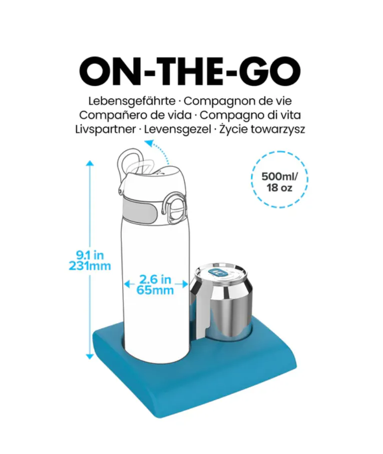 ION8 - Ion8 Leak Proof Slim Sports Water Bottle ΤΥΡΚΟΥΑΖ Παγούρι 500ml  I8RF500AQU