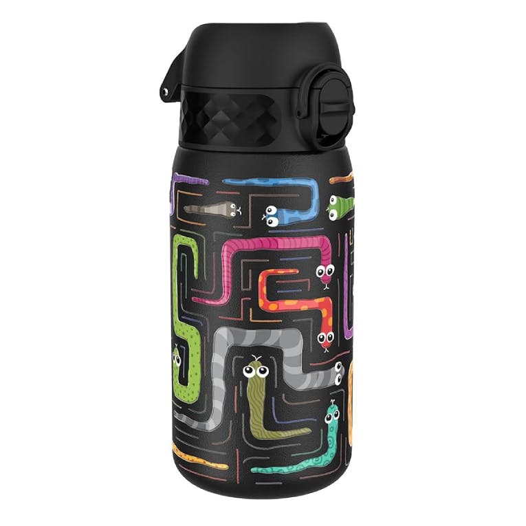 Ion8 Leak Proof Kids Water Bottle Vacuum Insulated SNAKES Ισοθερμικό Παιδικό Παγούρι Φιδάκια Μαύρο 320ml  I8TS320PKSNAKE