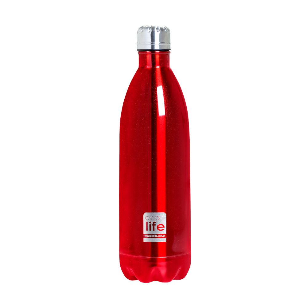 ECOLIFE - Ecolife Thermos Bottle Ανοξείδωτο Μπουκάλι Θερμός σε Μεταλλικό Κόκκινο χρώμα 1lt  Ecolife 33-BO-3036