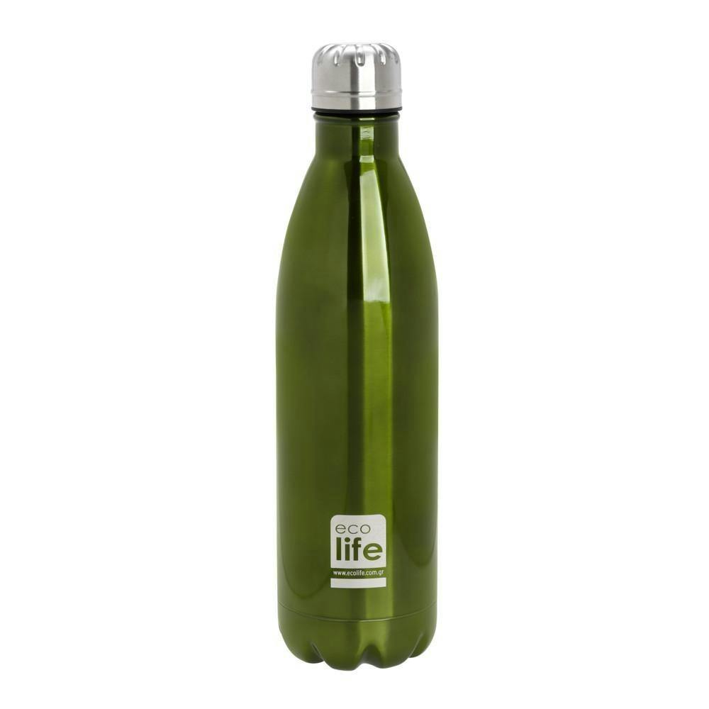 Ecolife Thermos Bottle Ανοξείδωτο Μπουκάλι Θερμός σε Πράσινο Μεταλλικό χρώμα 750 ml Ecolife 33-BO-3001
