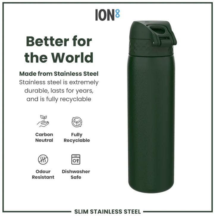 ION8 - Ion8 Leak Proof Slim Sports Water Bottle Dark Green Παγούρι Σκούρο Πράσινο 600ml  I8SS600DGRE