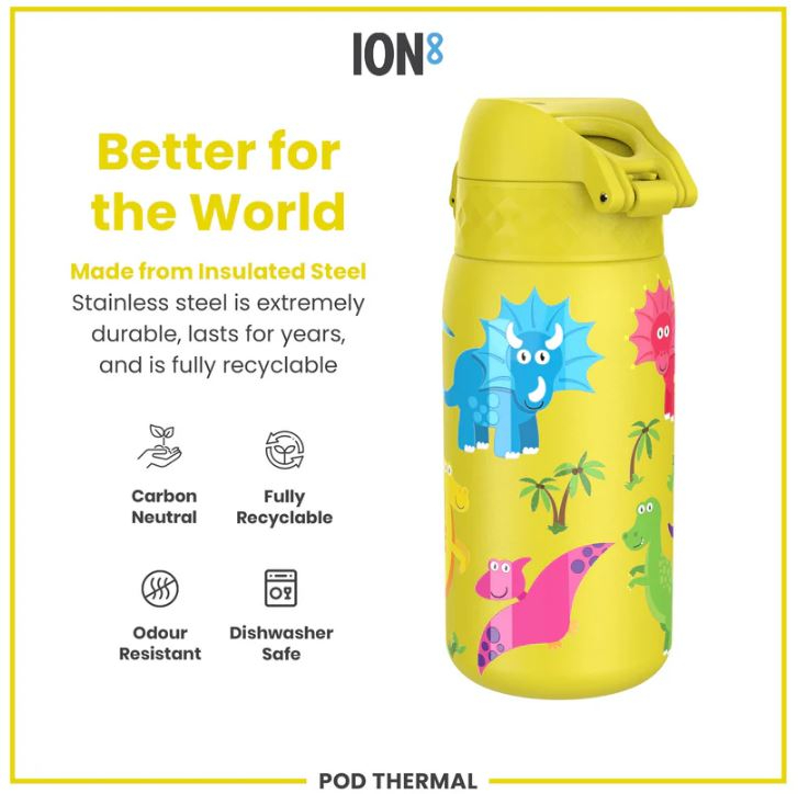 ION8 - Ion8 Leak Proof Stainless Steel Vacuum Insulated ThermoShield DINO 320ml Μπουκάλι Ανοξείδωτο I8TS320PYDINO