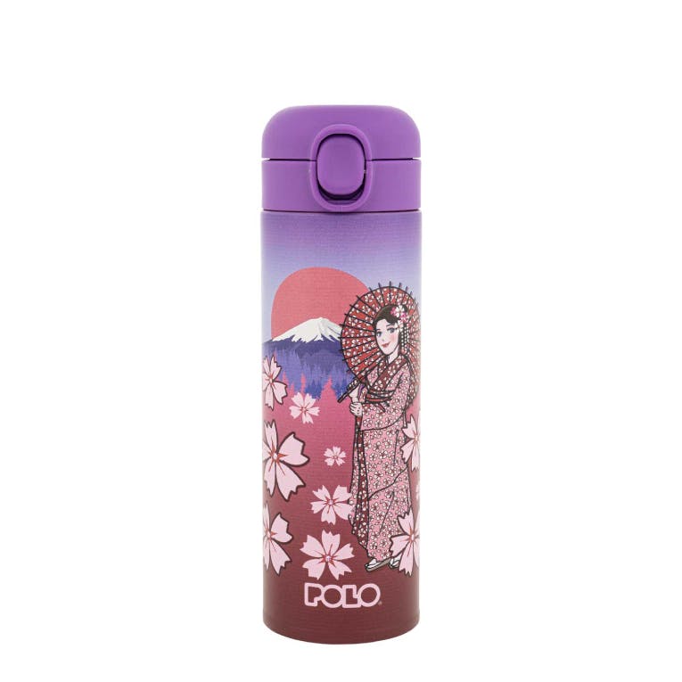 Polo Ανοξείδωτο Μπουκάλι Θερμός 500 ml STAINLESS STEEL JUNIOR με Καλαμάκι και ασφάλεια Μαύρο 9-49-005-8282