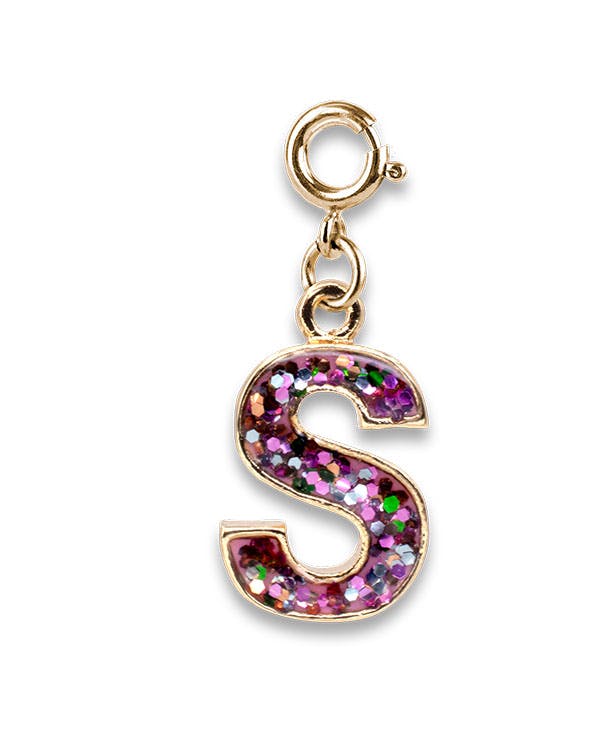 ! Gold Glitter Initials S CHARM  CT01-38