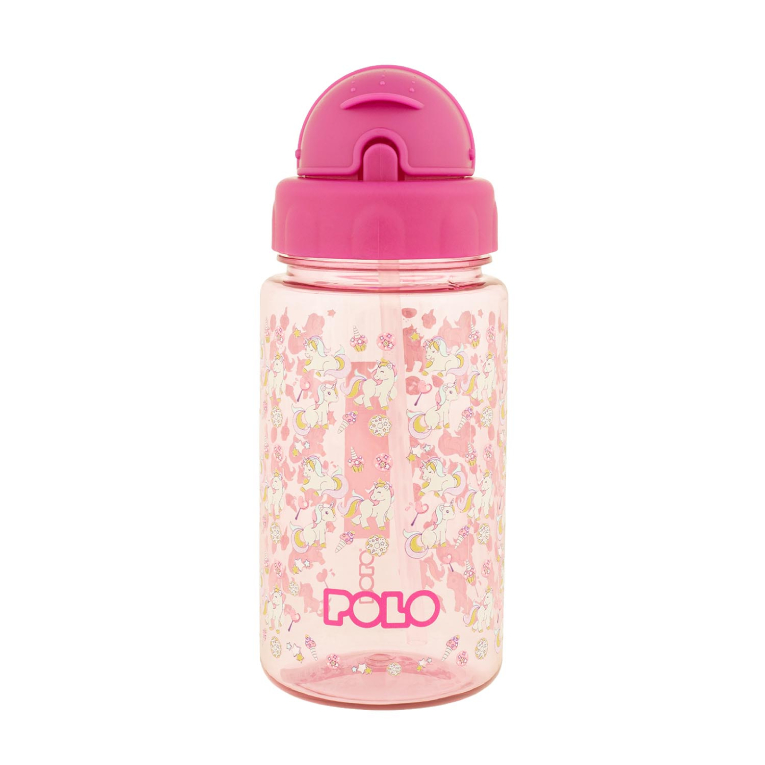 POLO -  Tritan Water Bottle with Strap 450ml Παγούρι Νερού σε χρώμα ΡΟΖ UNICORN 9-48-001-8311