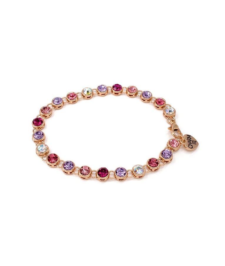 ! Gold Pink Multi Rhinestone Bracelet - Χρυσό-Ροζ Βραχιόλι με Πολύχρωμα Διαμαντάκια   CT09-02