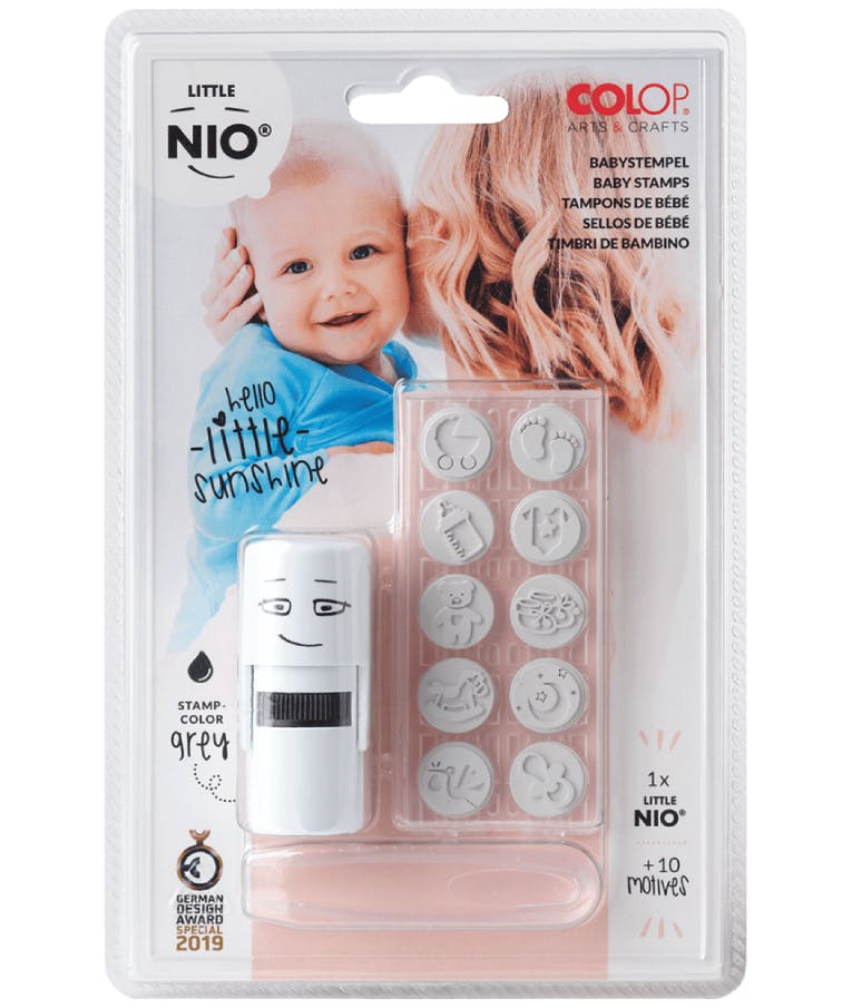 Little NIO Stamp BABY - English Stamp  Μικρή Σφραγίδα με 10 Διαφορετικά Μηνύματα σχετικά με Μωράκια Colop NIL002