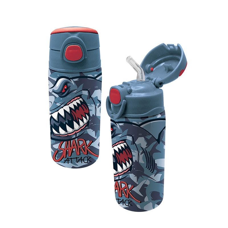 GRAFFITI - Graffiti Παιδικό Παγούρι SHARK από Ανοξείδωτο Ατσάλι 500ml με Καλαμάκι  Μπλε 241412