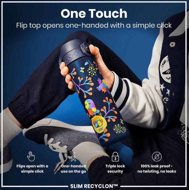 ION8 - Ion8 Leak Proof Slim Sports Water Bottle BIRDS Μπλε Παγούρι 500ml  I8RF500PNBIRDS